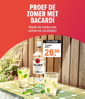 Proef de zomer met Bacard&iacute; Maak de lekkerste zomerse cocktails! 1,5 liter 32.99 voor 26.99